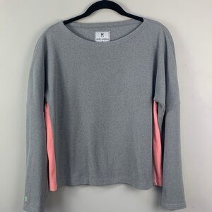 Dudley Stephens Tuckernuck Gray and Pink Long Sleeve Color Block Top